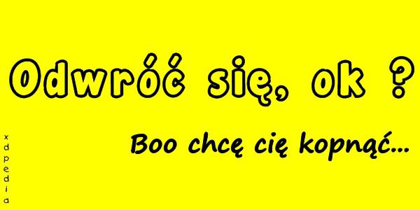 Odwróć się, ok? Boo chcę cię kopnąć