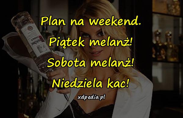 Plan na weekend. Piątek melanż! Sobota melanż! Niedziela