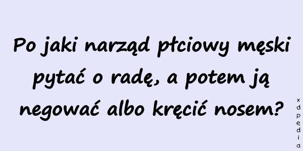 Po jaki narząd płciowy męski pytać o radę, a potem ją