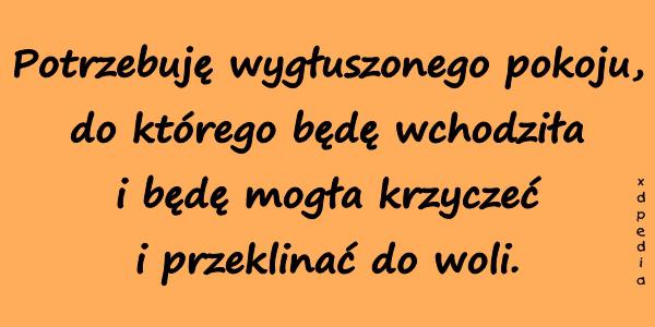 Potrzebuję wygłuszonego pokoju, do którego będę wchodziła i