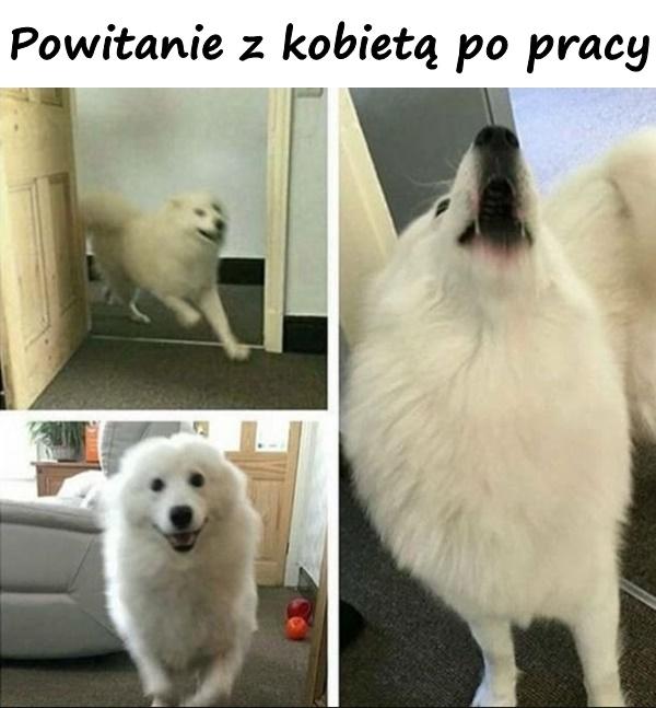 Powitanie z kobietą po pracy