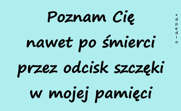 Poznam Cię nawet po śmierci przez odcisk szczęki w mojej