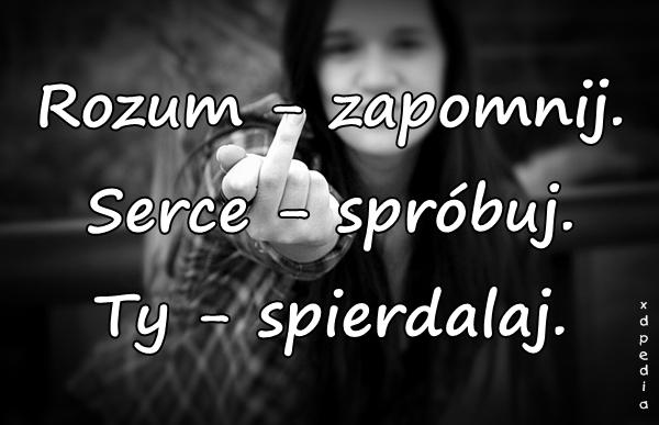 Rozum - zapomnij. Serce - spróbuj. Ty - spierrdalaj