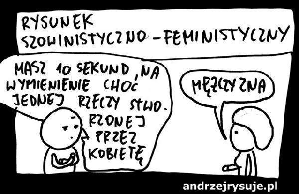 Rysunek szowinistyczno- feministyczny Masz 10 sekund na