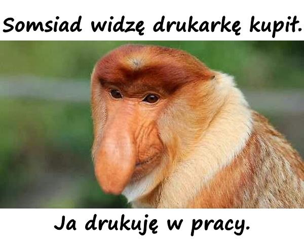 Somsiad widzę drukarkę kupił. Ja drukuję w pracy