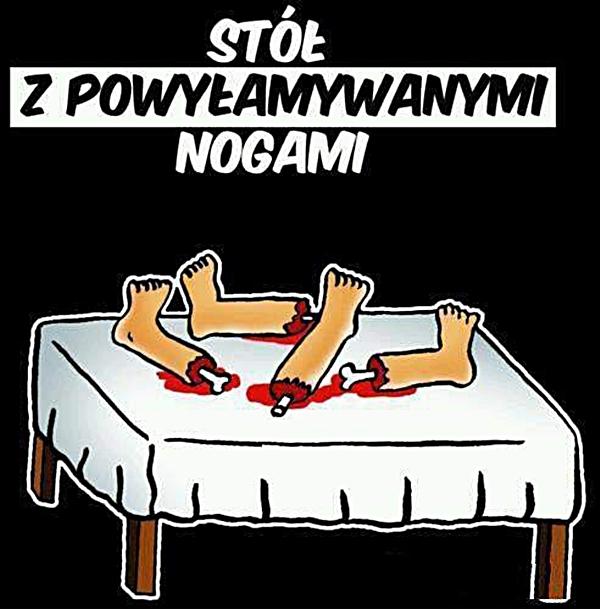 Stół z powyłamywanymi nogami