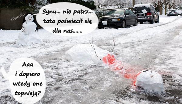 Synu... nie patrz... tata poświecił się dla nas....... Aaa