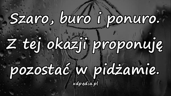 Szaro, buro i ponuro. Z tej okazji proponuję pozostać w