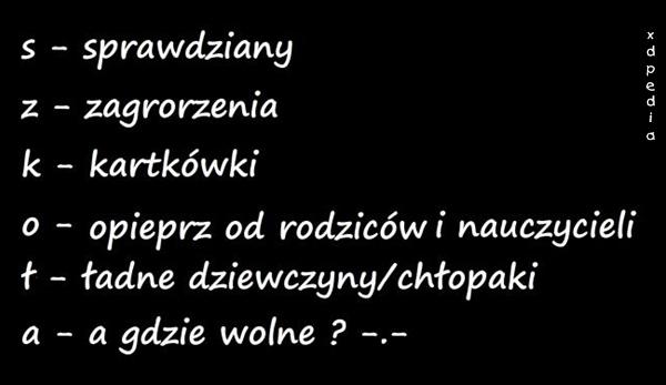 Szkoła Sprawdziany, zagrożenia, kartkówki, opieprz od