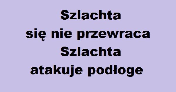 Szlachta się nie przewraca, szlachta atakuje podłoge