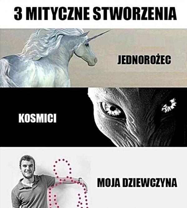 Trzy mistyczne stworzenia: jednorożec, kosmici, moja