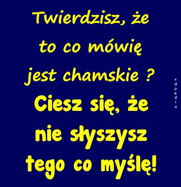 Twierdzisz, że to co mówię jest chamskie? Ciesz się, że nie