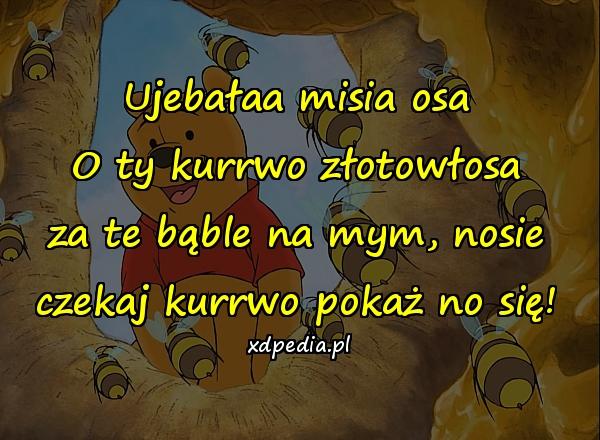 Ujebałaa misia osa O ty kurrwo złotowłosa za te bąble na