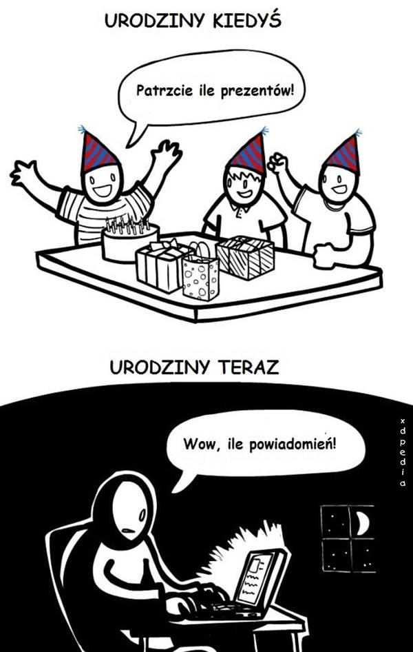 Urodziny kiedyś - Patrzcie ile prezentów! Urodziny teraz