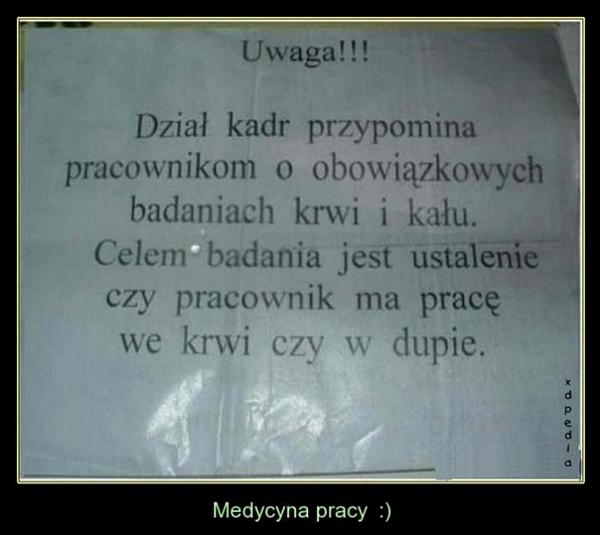 Uwaga! Dział kadr przypomina pracownikom o obowiązkowych