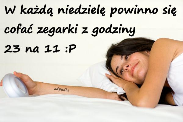 W każdą niedzielę powinno się cofać zegarki z godziny 23 na