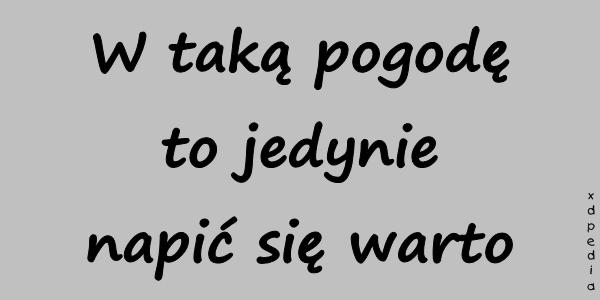 W taką pogodę to jedynie napić się warto