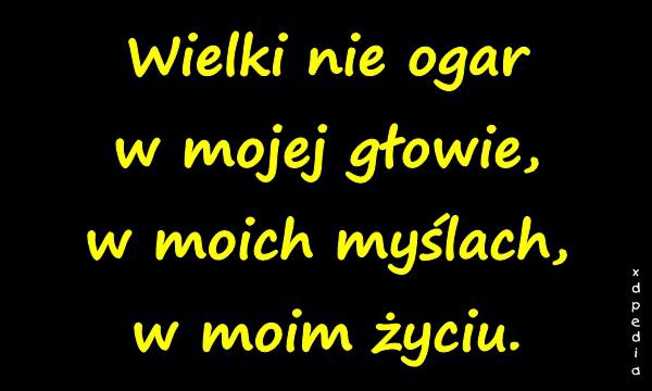 Wielki nie ogar w mojej głowie, w moich myślach, w moim