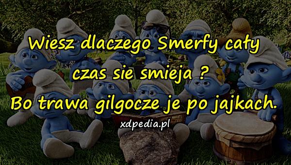 Wiesz dlaczego Smerfy cały czas sie smieja ? Bo trawa