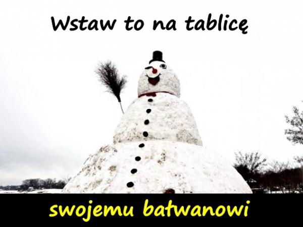 Wstaw to na tablicę swojemu bałwanowi