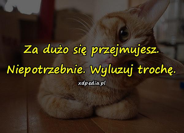 Za dużo się przejmujesz. Niepotrzebnie. Wyluzuj trochę