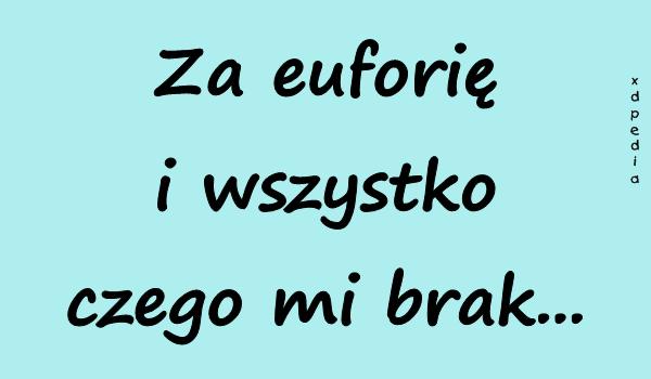 Za euforię i wszystko czego mi brak