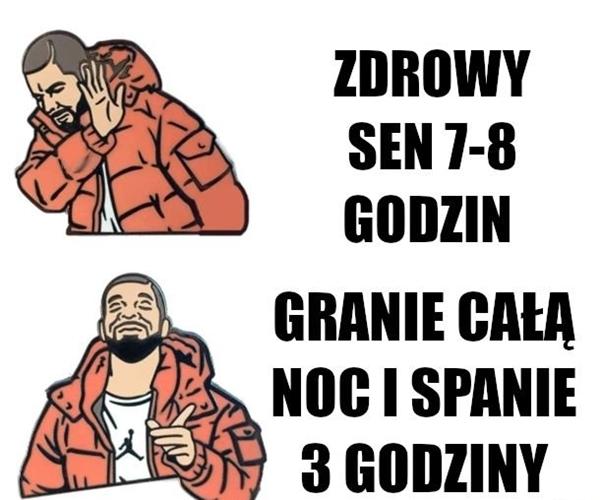 Zdrowy sen 7-8 godzin vs. granie całą noc i spanie 3 godziny