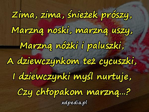 Zima, zima, śnieżek prószy, Marzną noski, marzną uszy