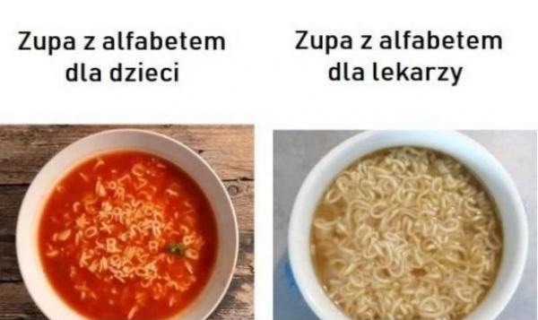 Zupa z alfabetem dla dzieci i dla lekarzy