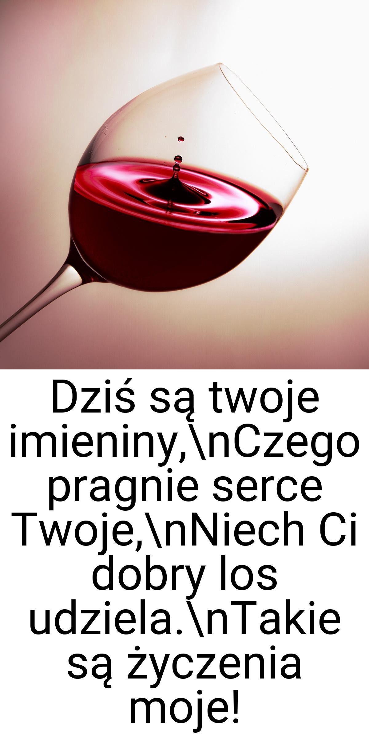 Dziś są twoje imieniny,\nCzego pragnie serce Twoje,\nNiech