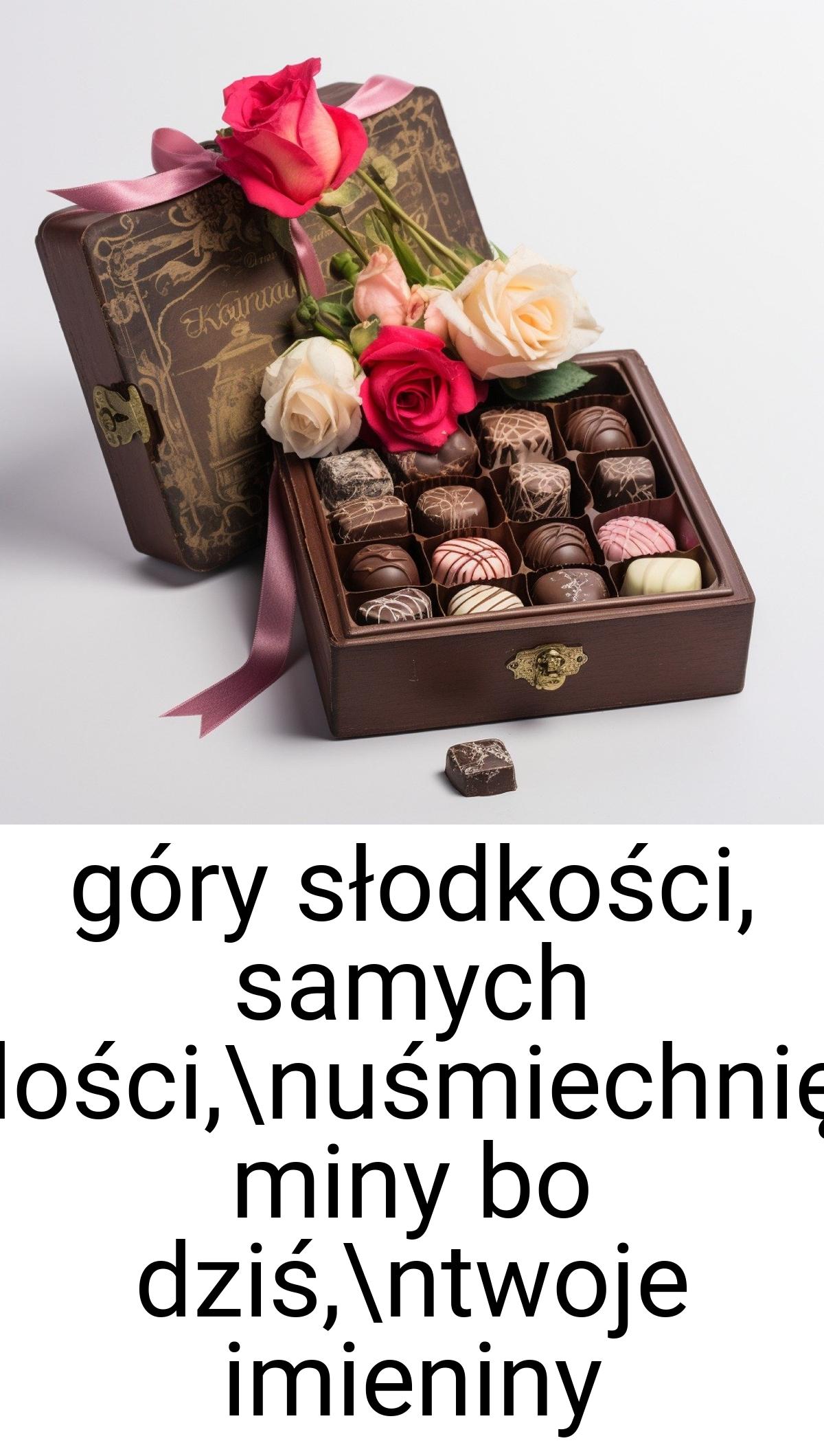 Góry słodkości, samych radości,\nuśmiechniętej miny bo