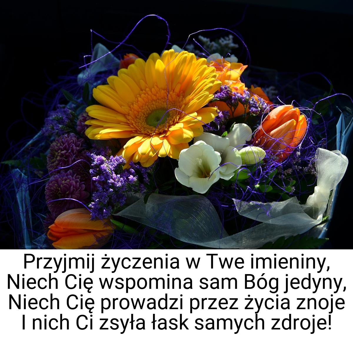 Przyjmij życzenia w Twe imieniny, Niech Cię wspomina sam