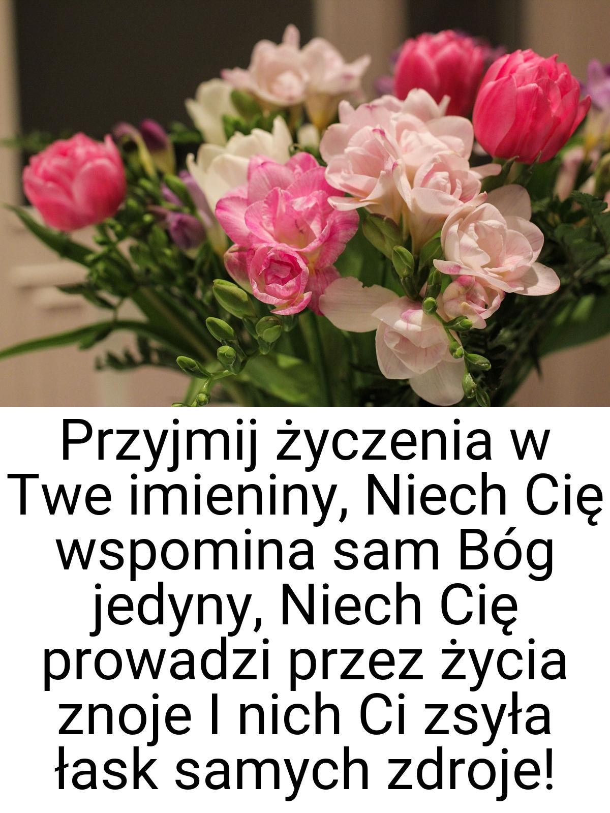 Przyjmij życzenia w Twe imieniny, Niech Cię wspomina sam