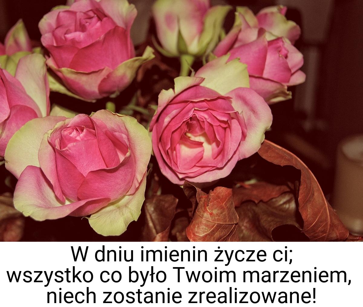 W dniu imienin życze ci; wszystko co było Twoim marzeniem