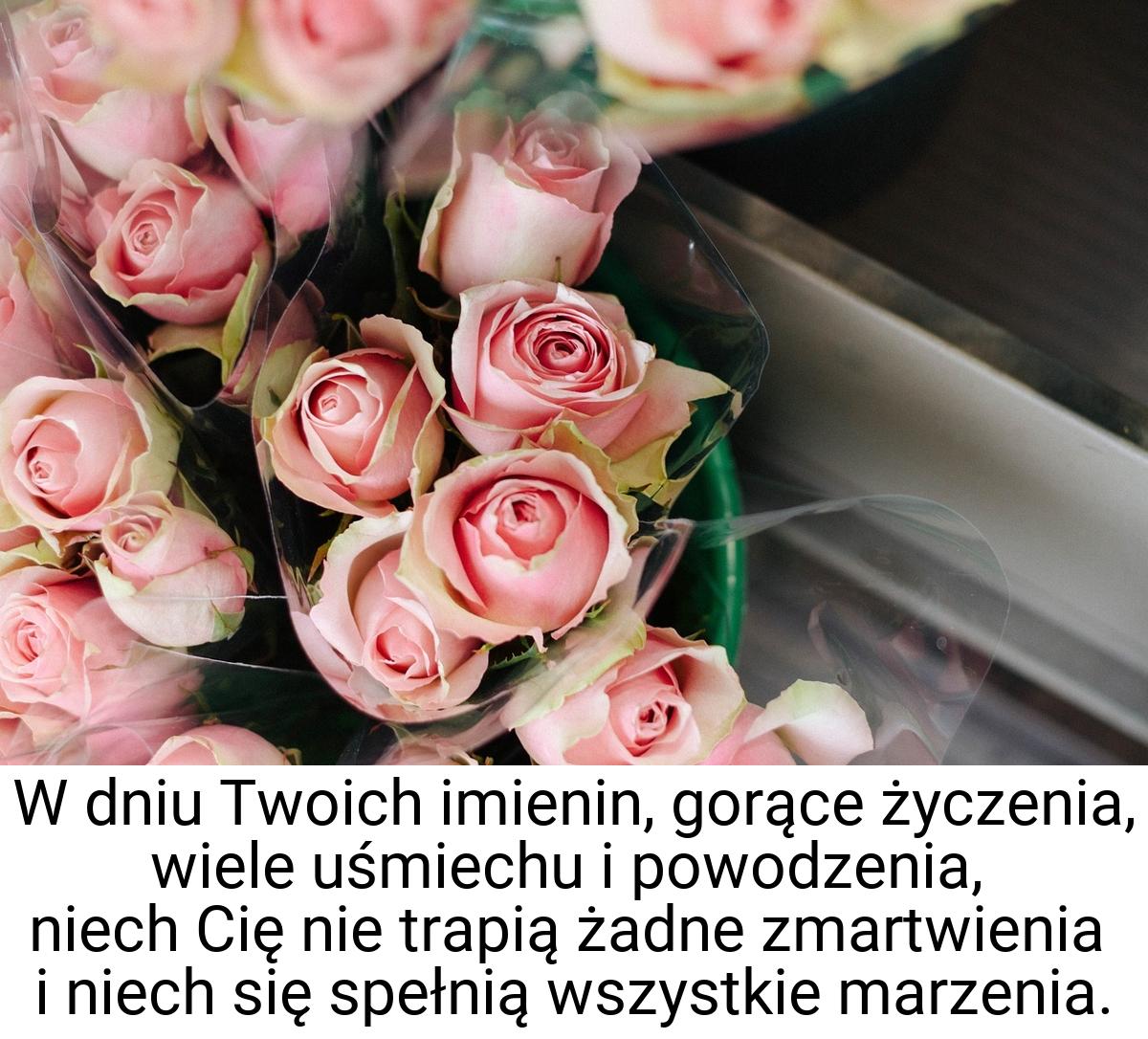 W dniu Twoich imienin, gorące życzenia, wiele uśmiechu i