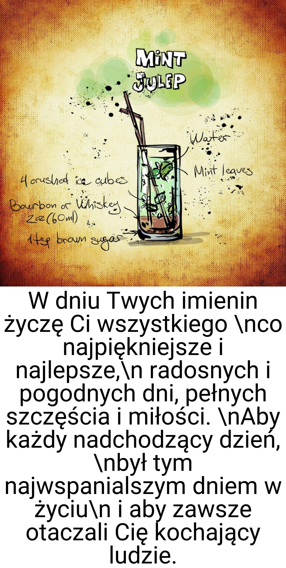 W dniu Twych imienin życzę Ci wszystkiego \nco