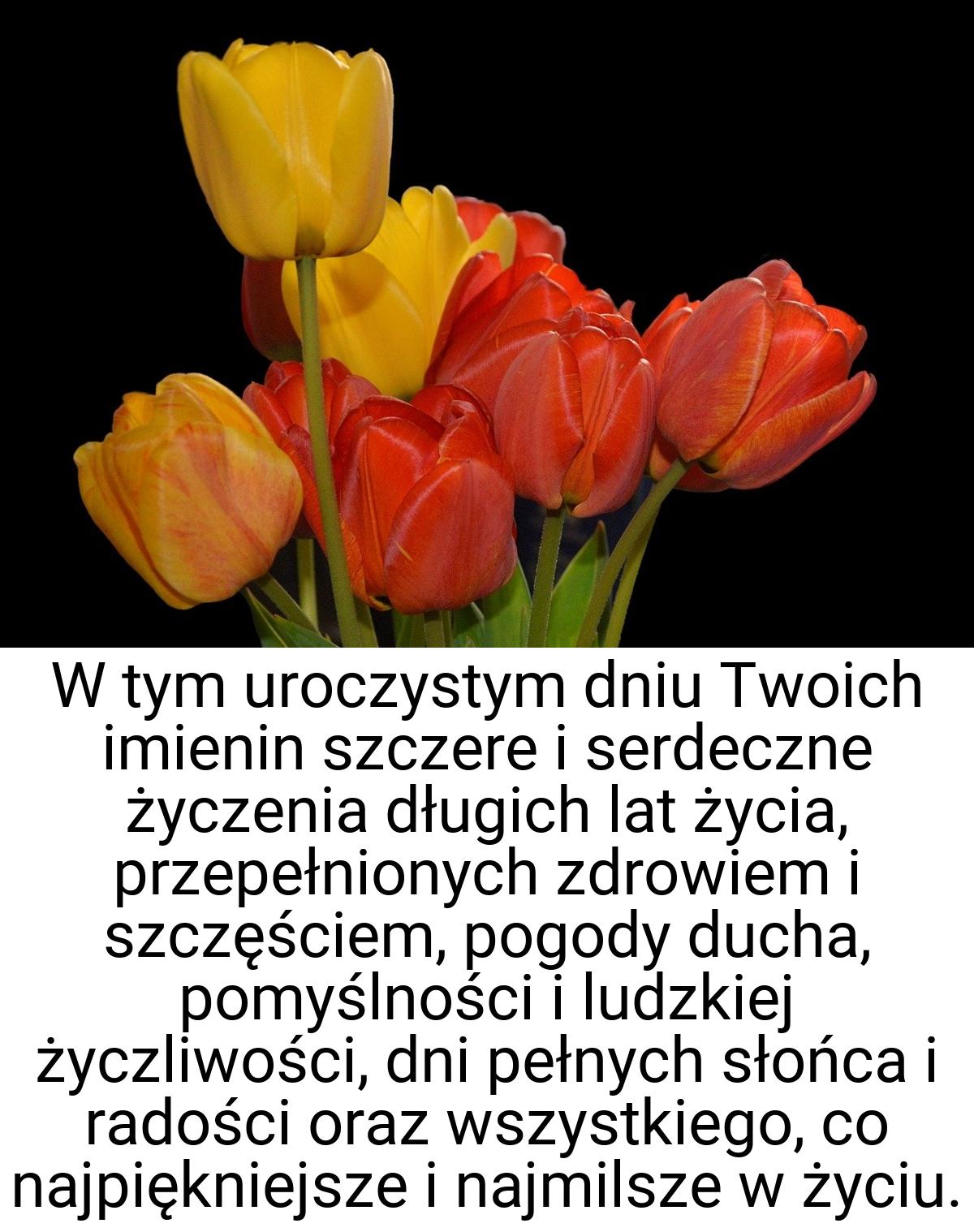 W tym uroczystym dniu Twoich imienin szczere i serdeczne