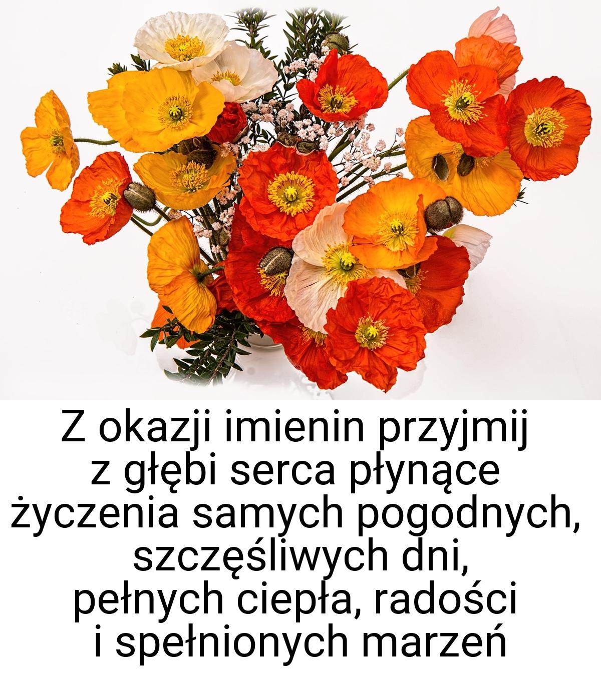 Z okazji imienin przyjmij z głębi serca płynące życzenia