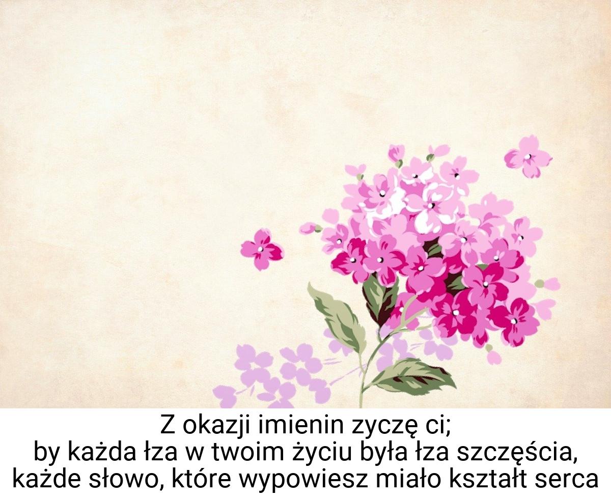 Z okazji imienin zyczę ci; by każda łza w twoim życiu była