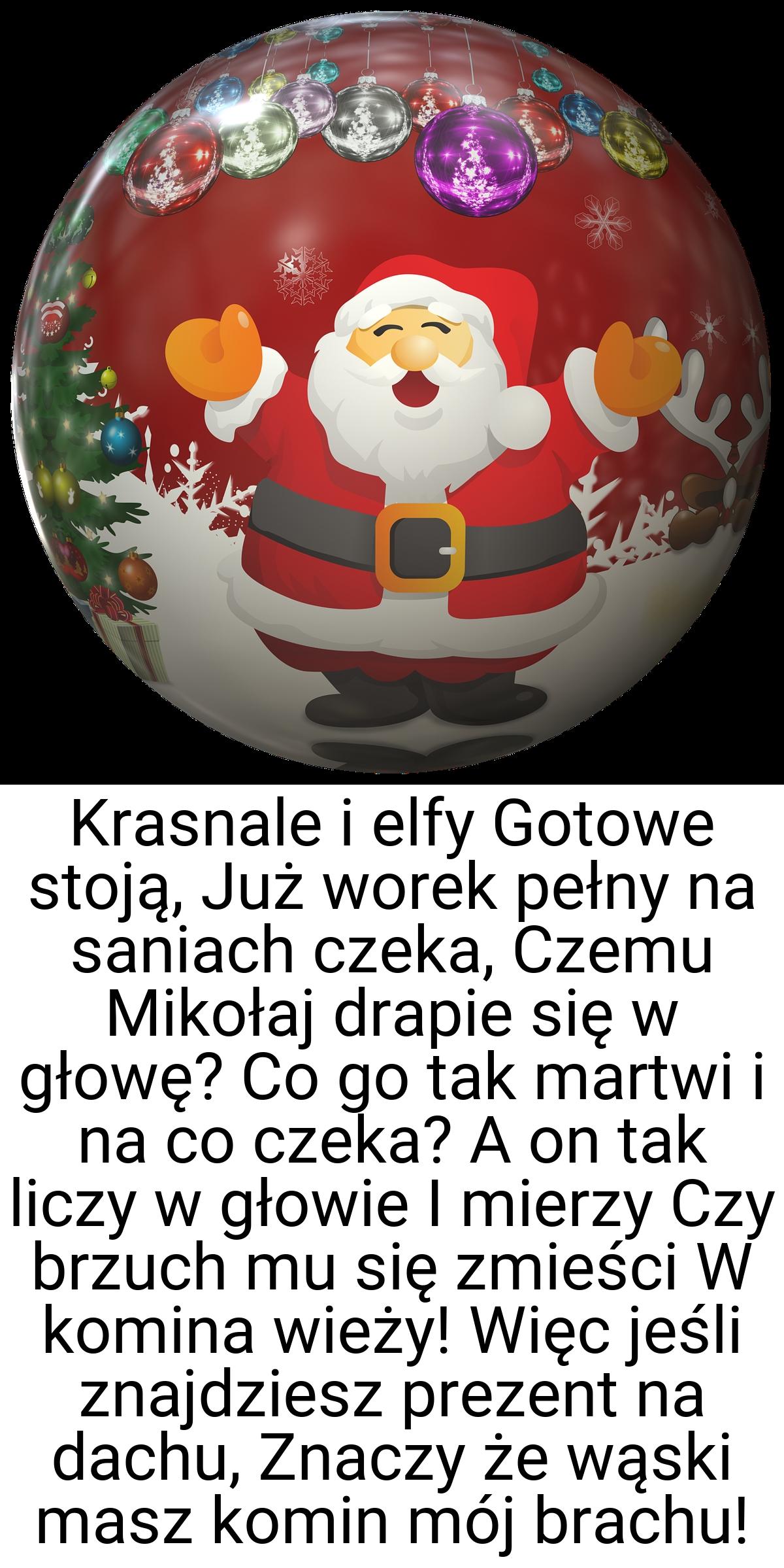 Krasnale i elfy Gotowe stoją, Już worek pełny na saniach