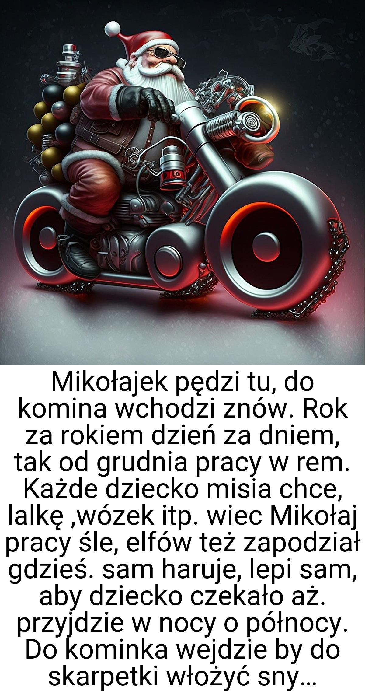 Mikołajek pędzi tu, do komina wchodzi znów. Rok za rokiem