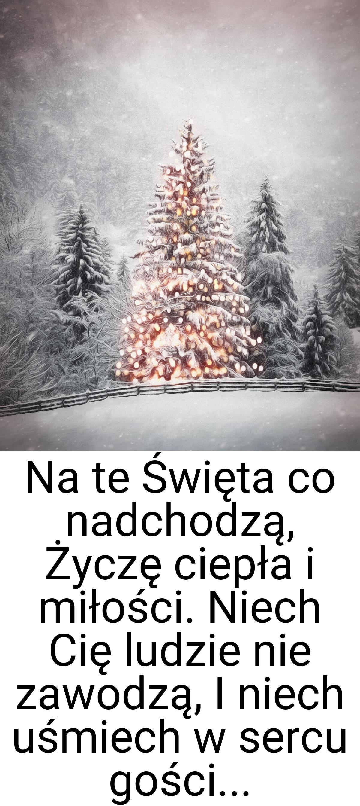 Na te Święta co nadchodzą, Życzę ciepła i miłości. Niech