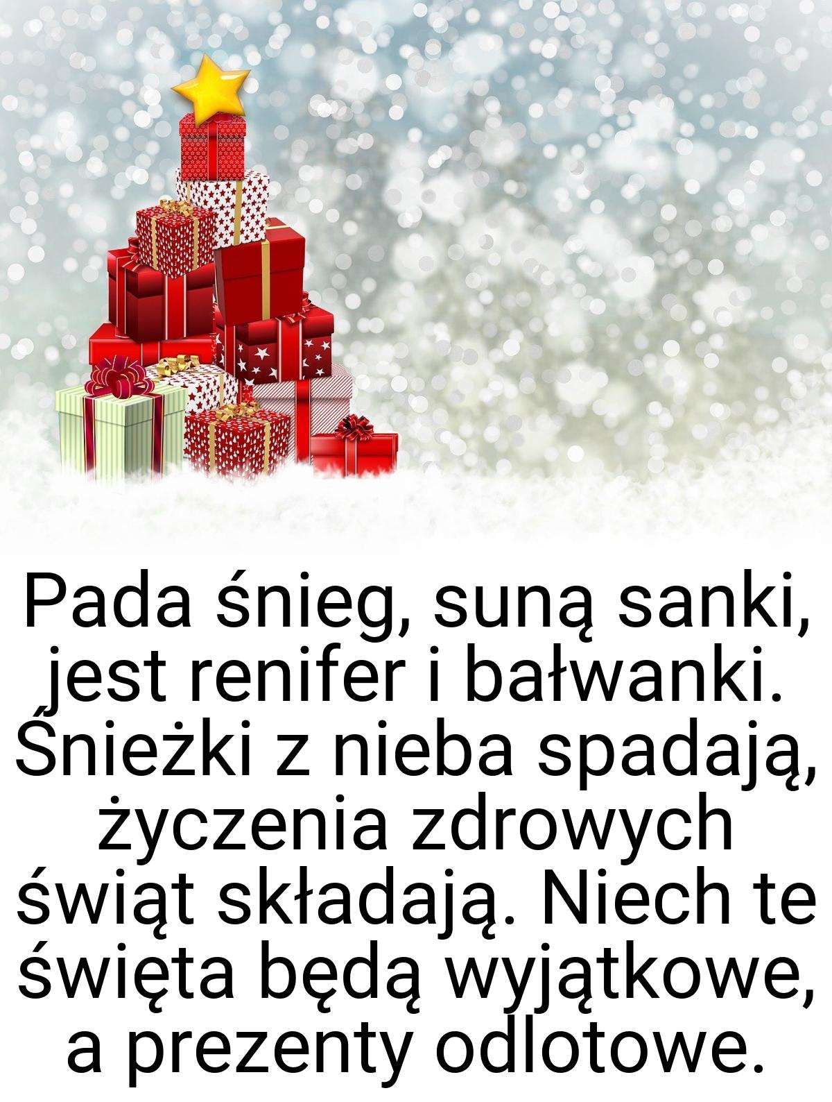 Pada śnieg, suną sanki, jest renifer i bałwanki. Śnieżki z