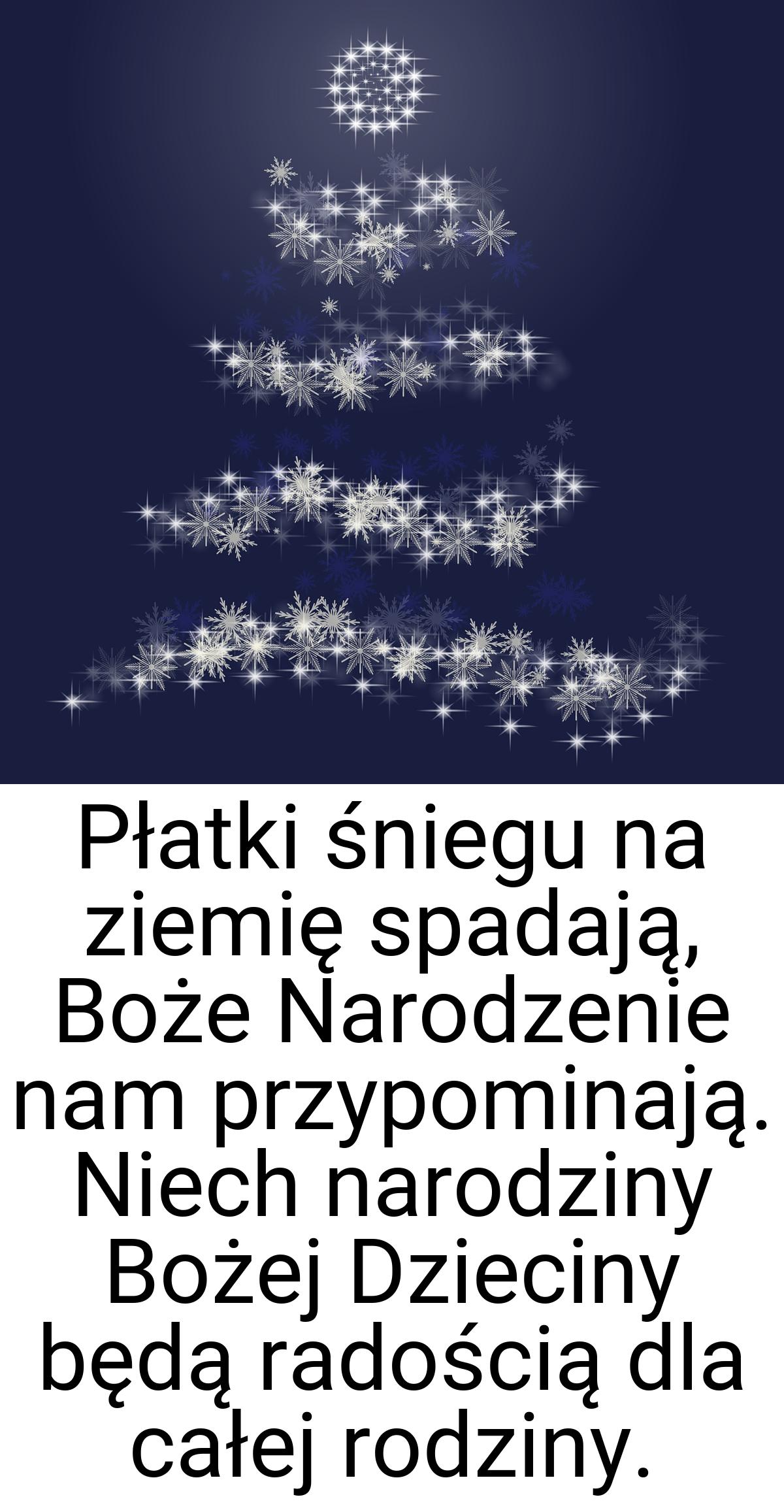 Płatki śniegu na ziemię spadają, Boże Narodzenie nam