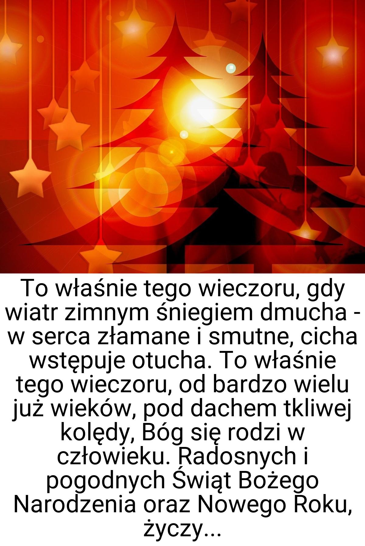 To właśnie tego wieczoru, gdy wiatr zimnym śniegiem dmucha