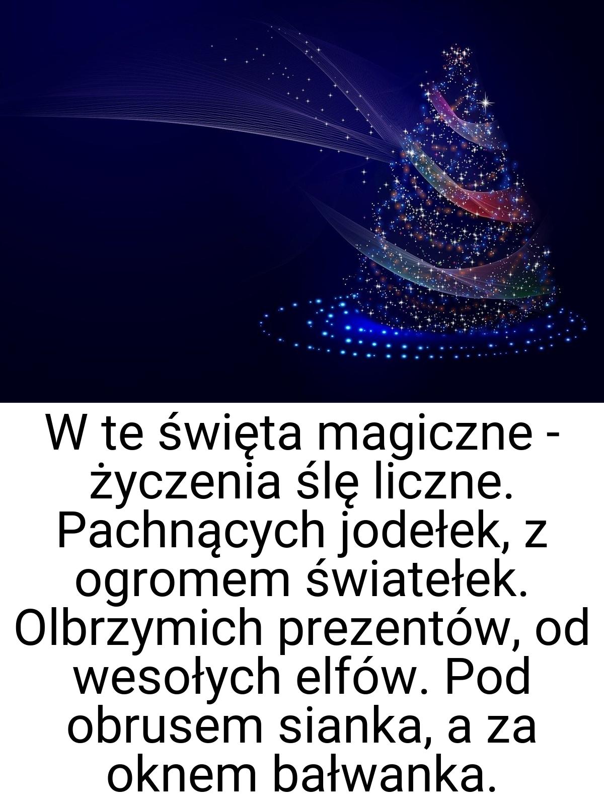 W te święta magiczne - życzenia ślę liczne. Pachnących