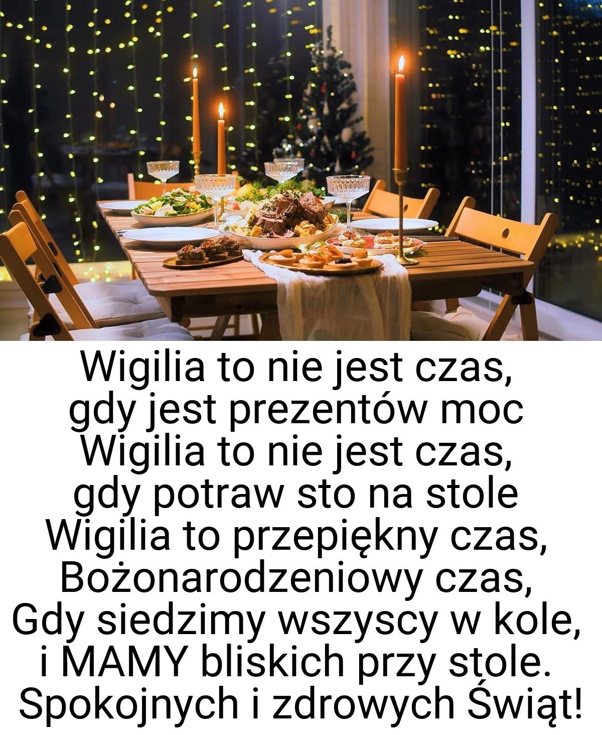 Wigilia to nie jest czas, gdy jest prezentów moc Wigilia to