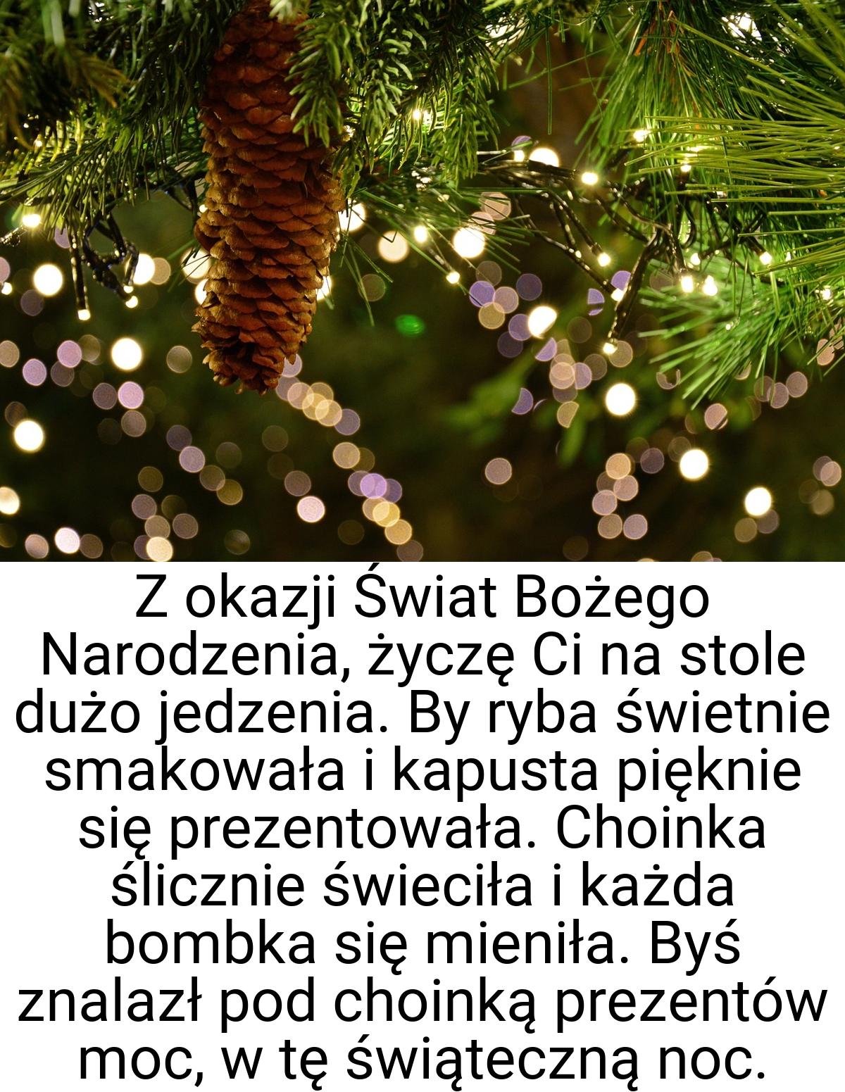 Z okazji Świat Bożego Narodzenia, życzę Ci na stole dużo