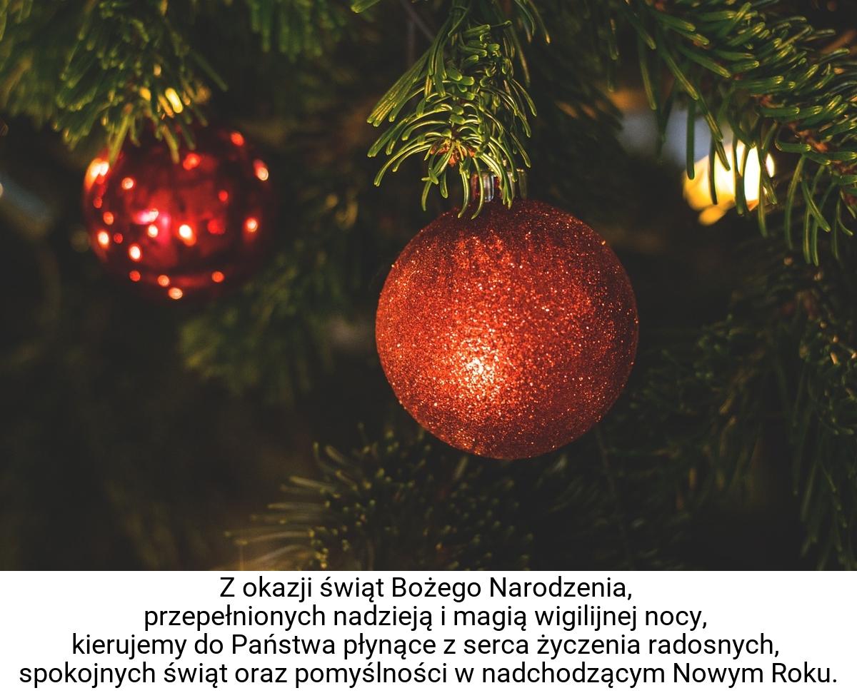 Z okazji świąt Bożego Narodzenia, przepełnionych nadzieją i