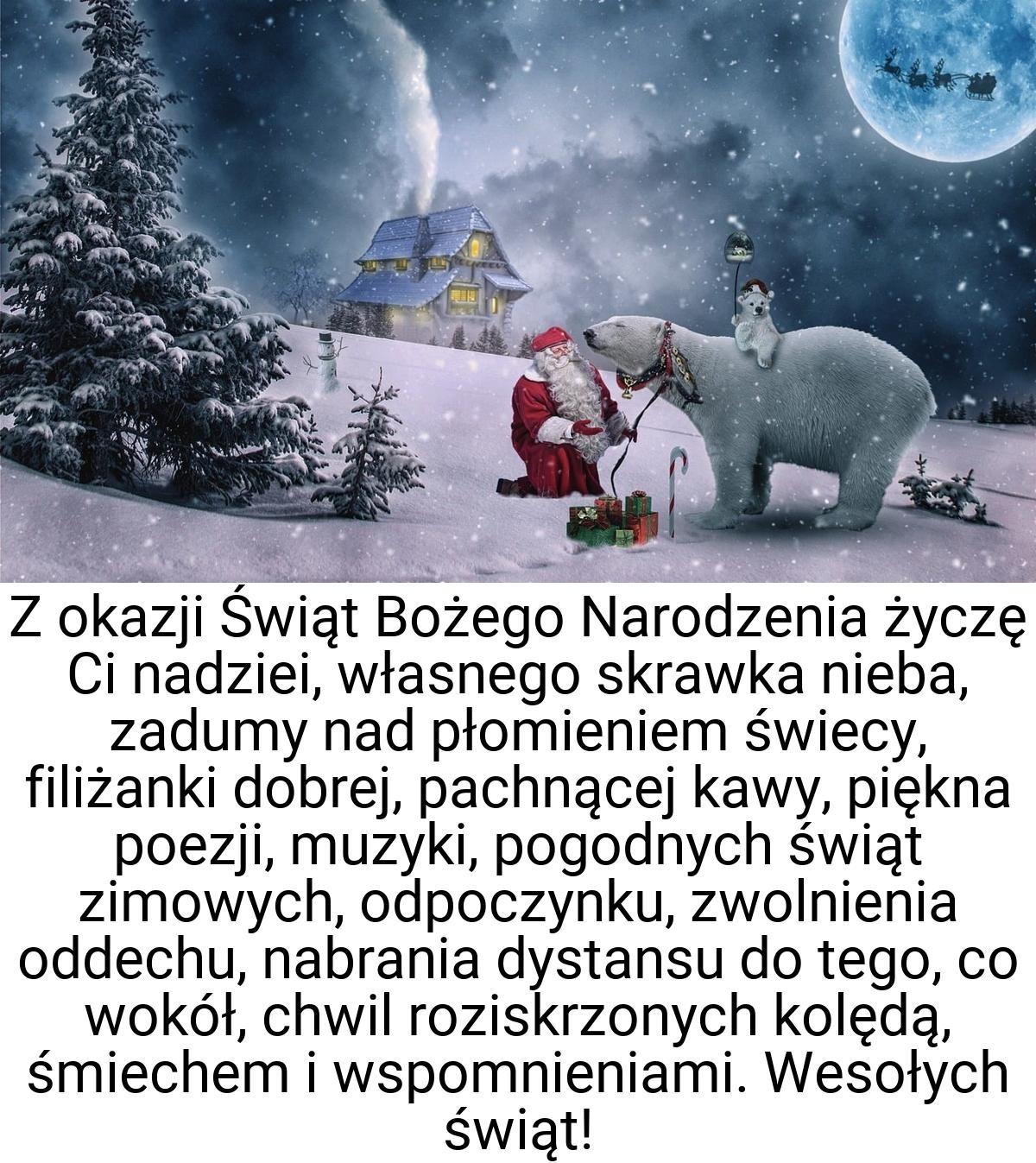 Z okazji Świąt Bożego Narodzenia życzę Ci nadziei, własnego